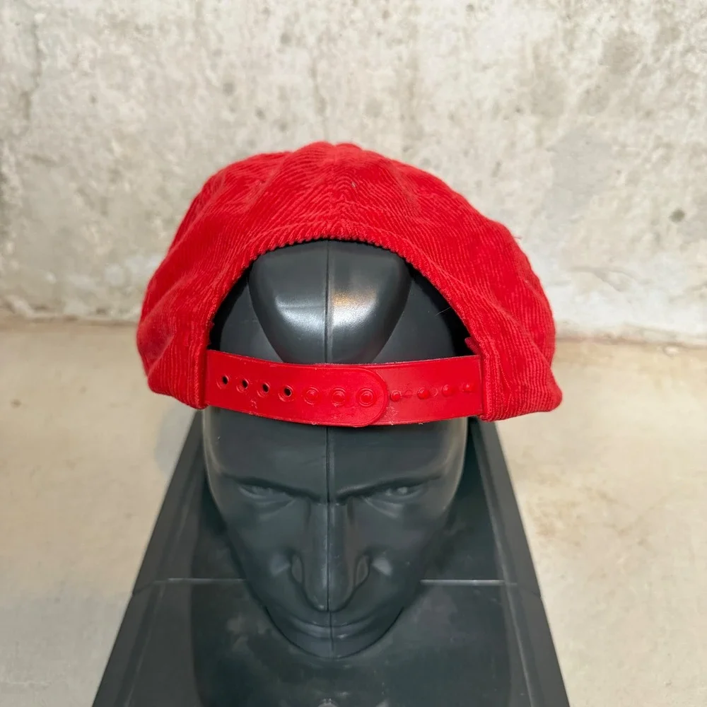 Vintage Stowe Mountain Resort Red Corduroy Snapback Hat Century 21 Ski 90s